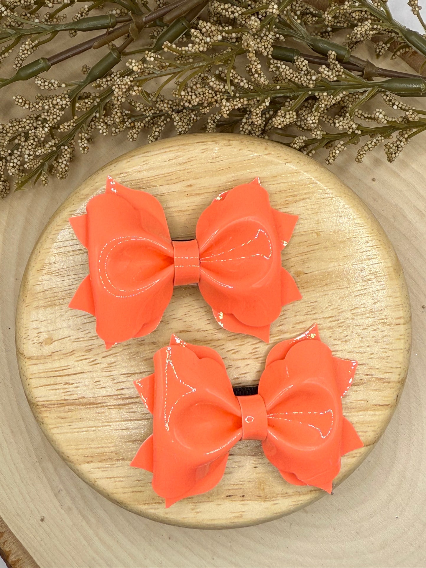Small Poppy Orange Patent Piggies