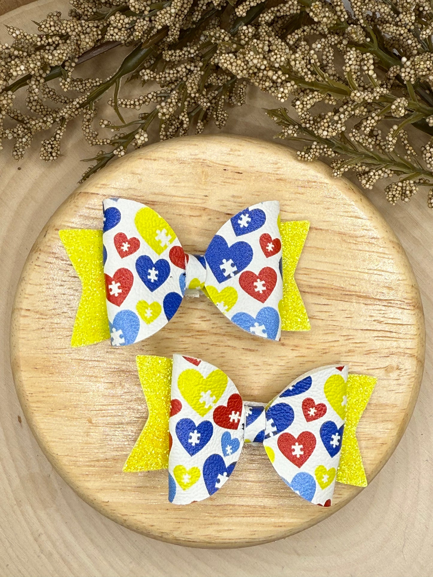 Small Leather Autism Heart Piggies