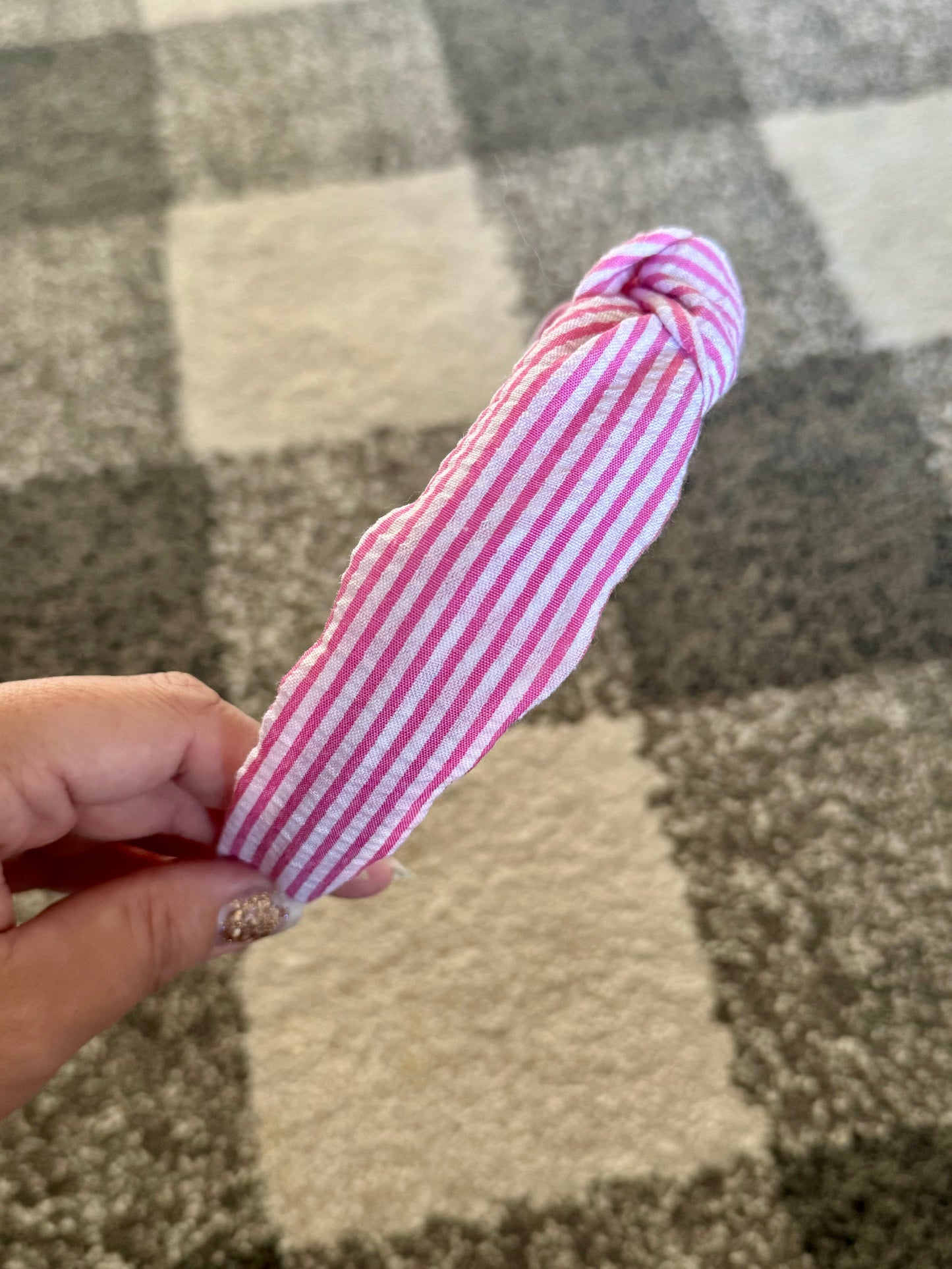 Pink Stripe Knotted Headband