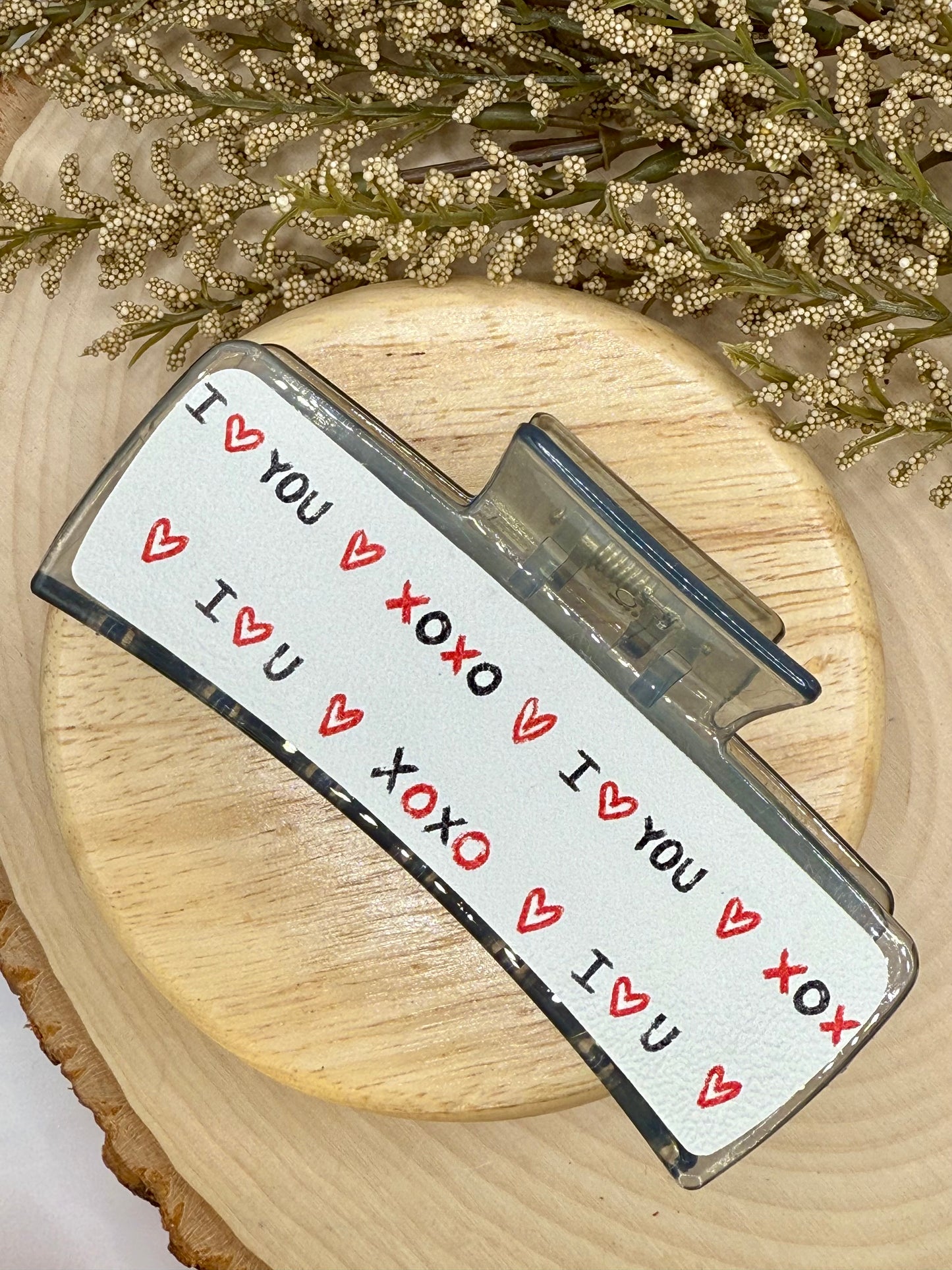 I Love You Leather Claw Clip