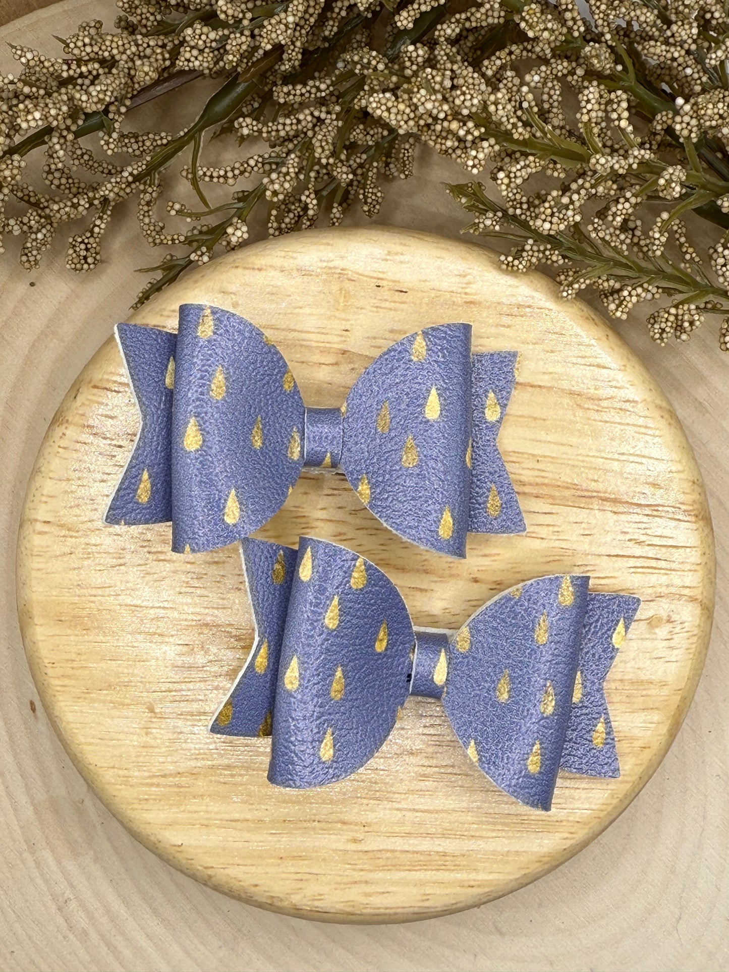 Small Leather Blue Raindrop Piggies