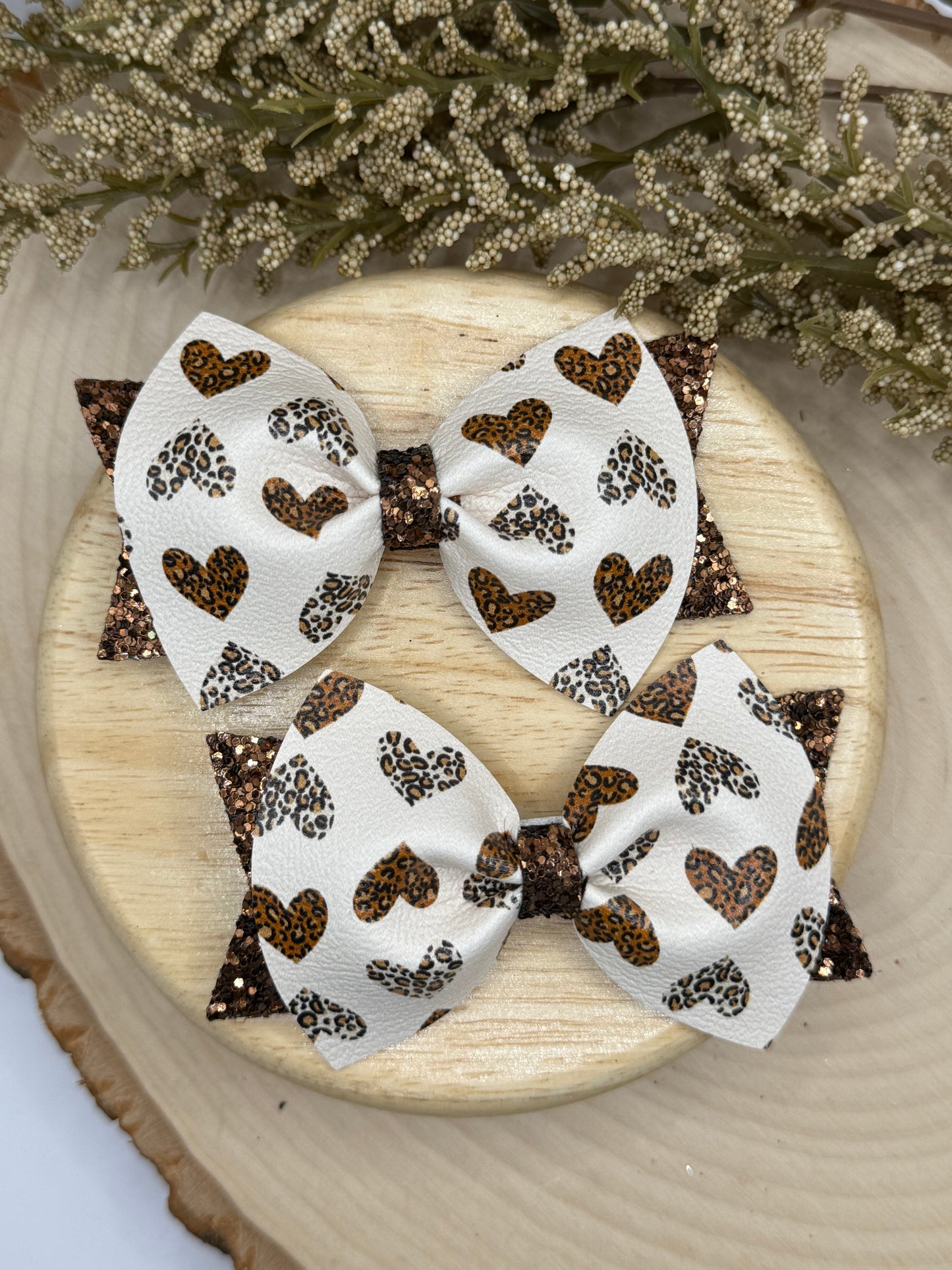 Large Leather Cheetah Heart Piggies