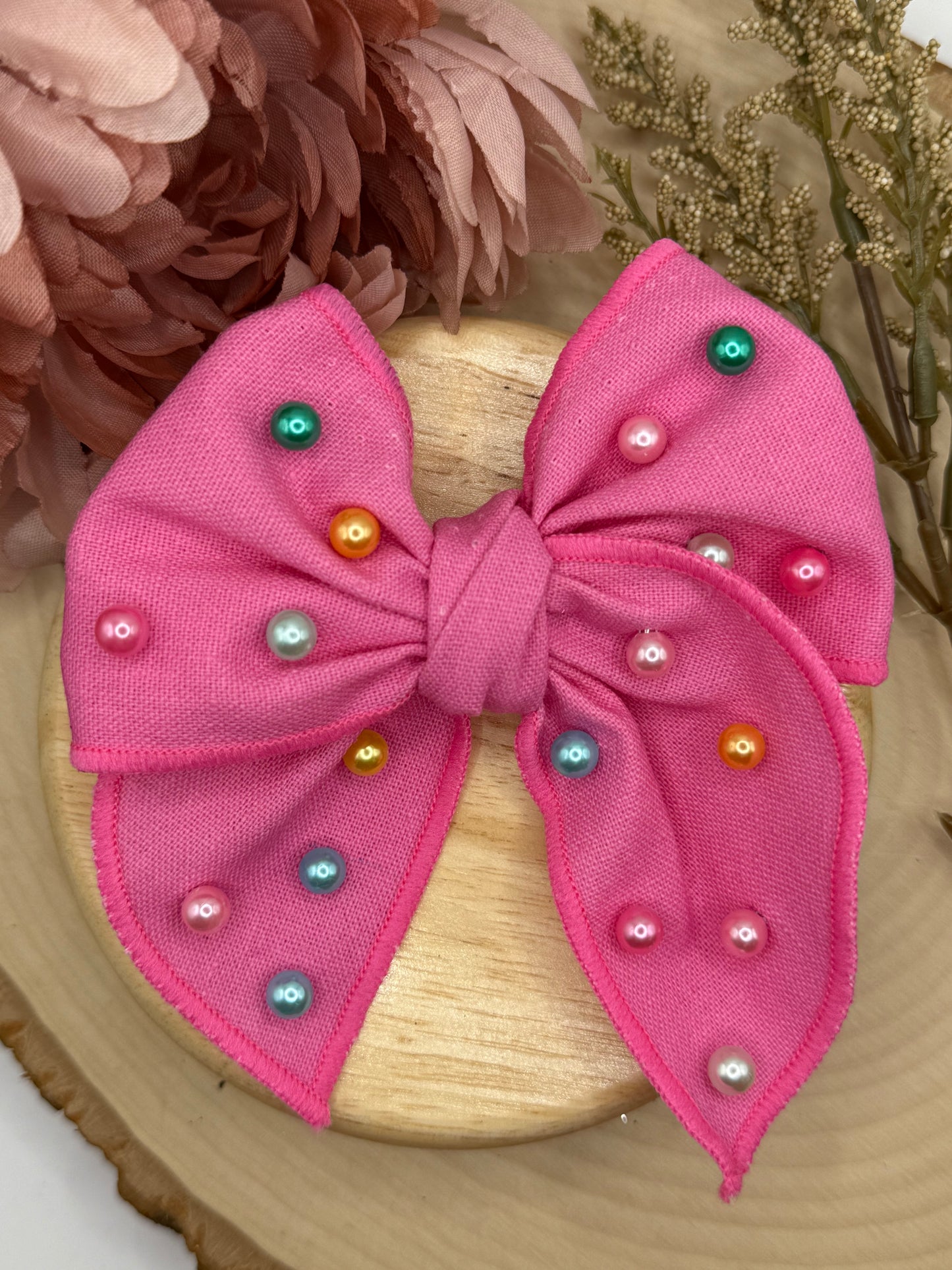 Small Pearl Fabric Bow