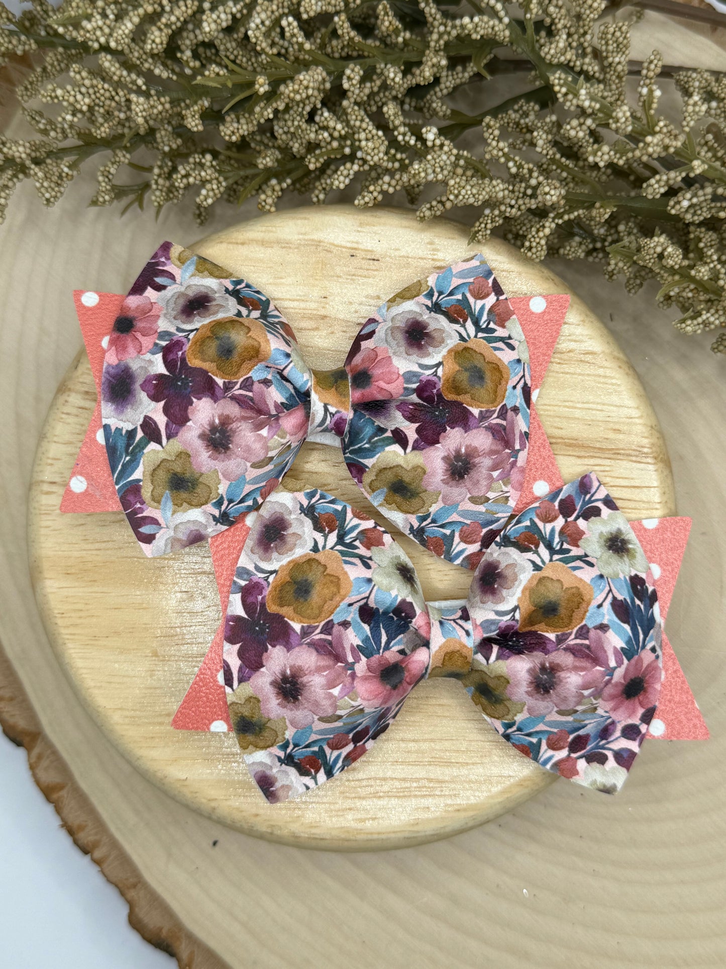 Large Leather Plum Floral Piggies