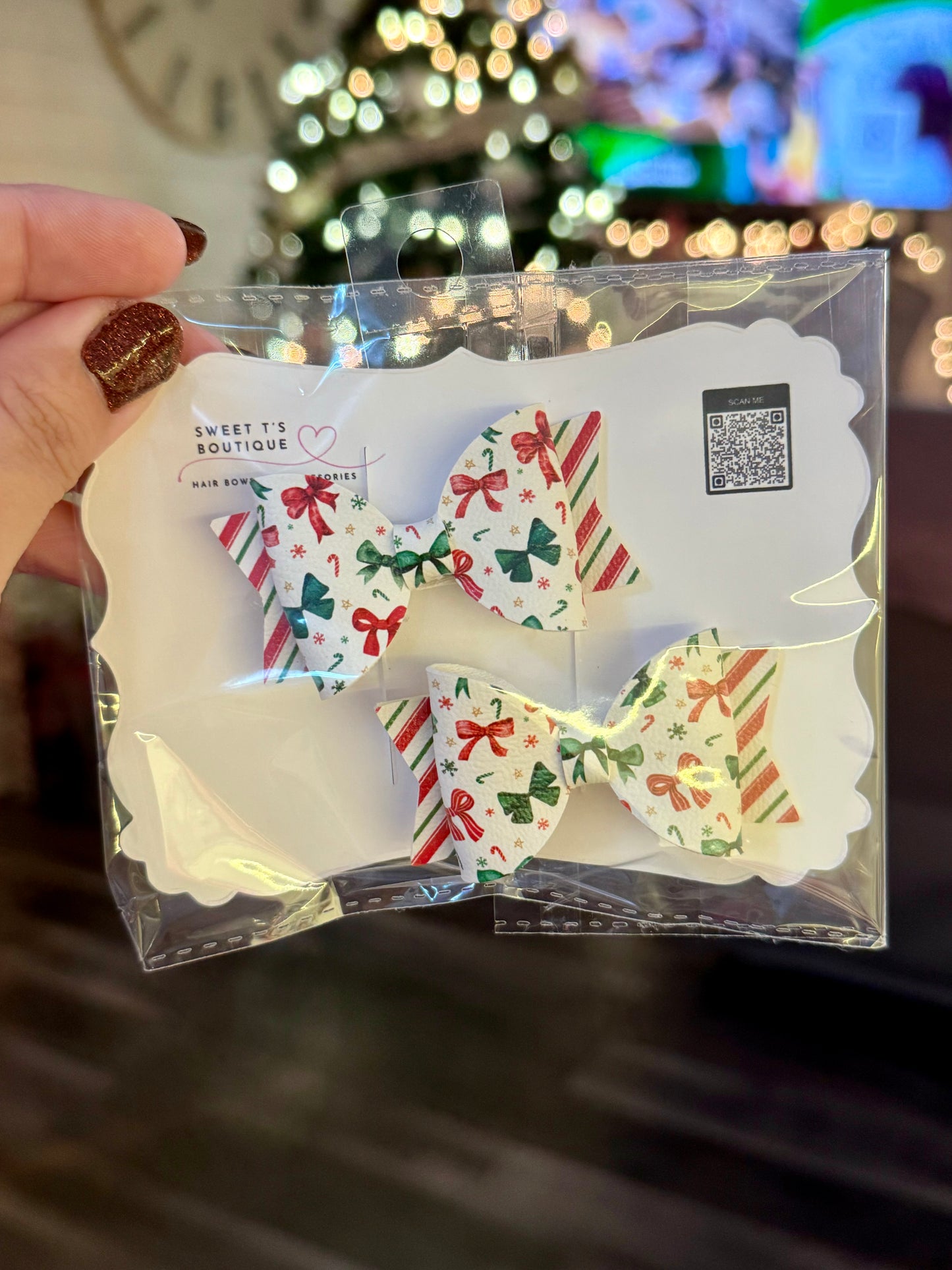 Small Leather Christmas Bow Piggies
