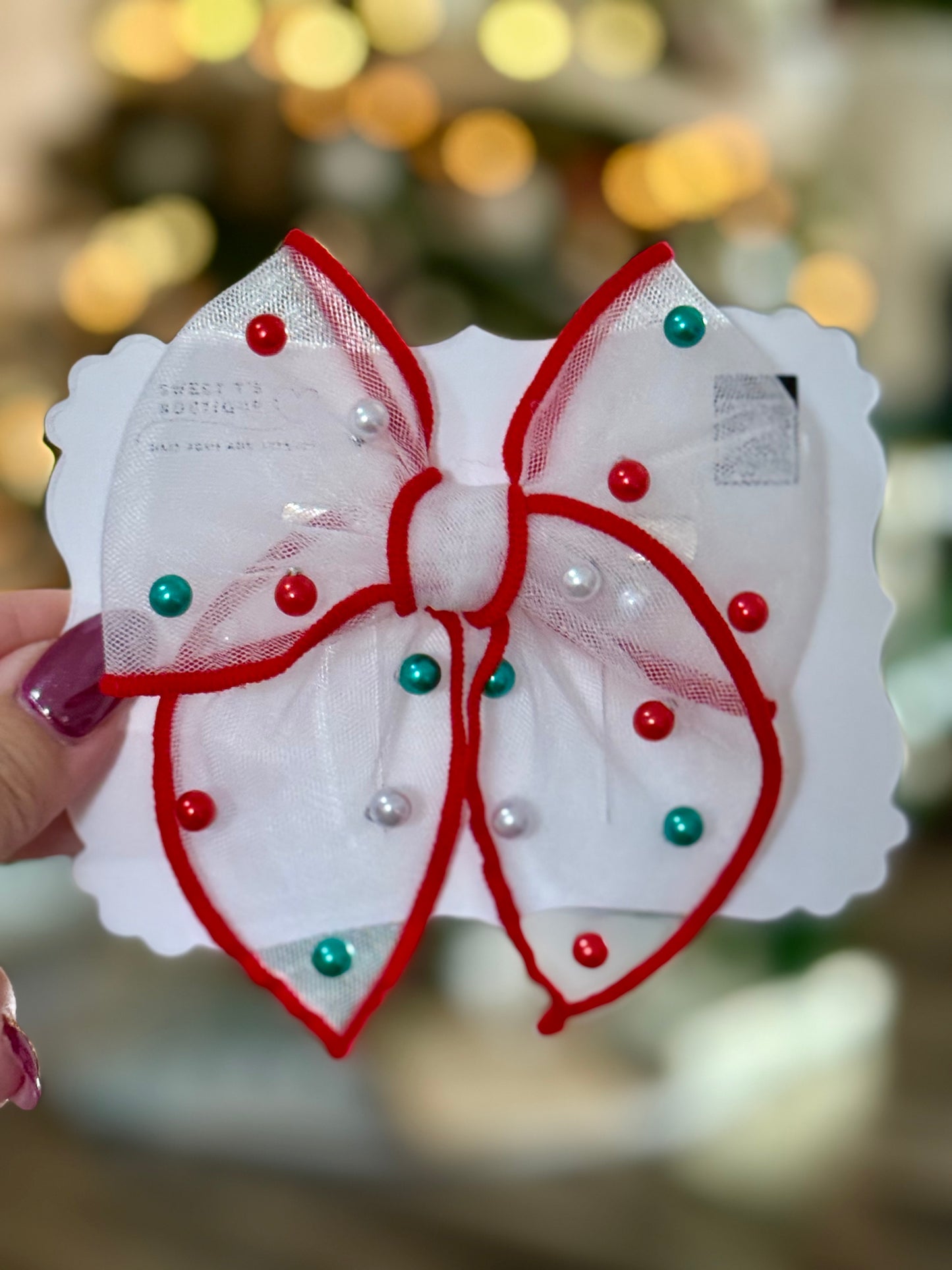 Small Fabric Beaded Bow