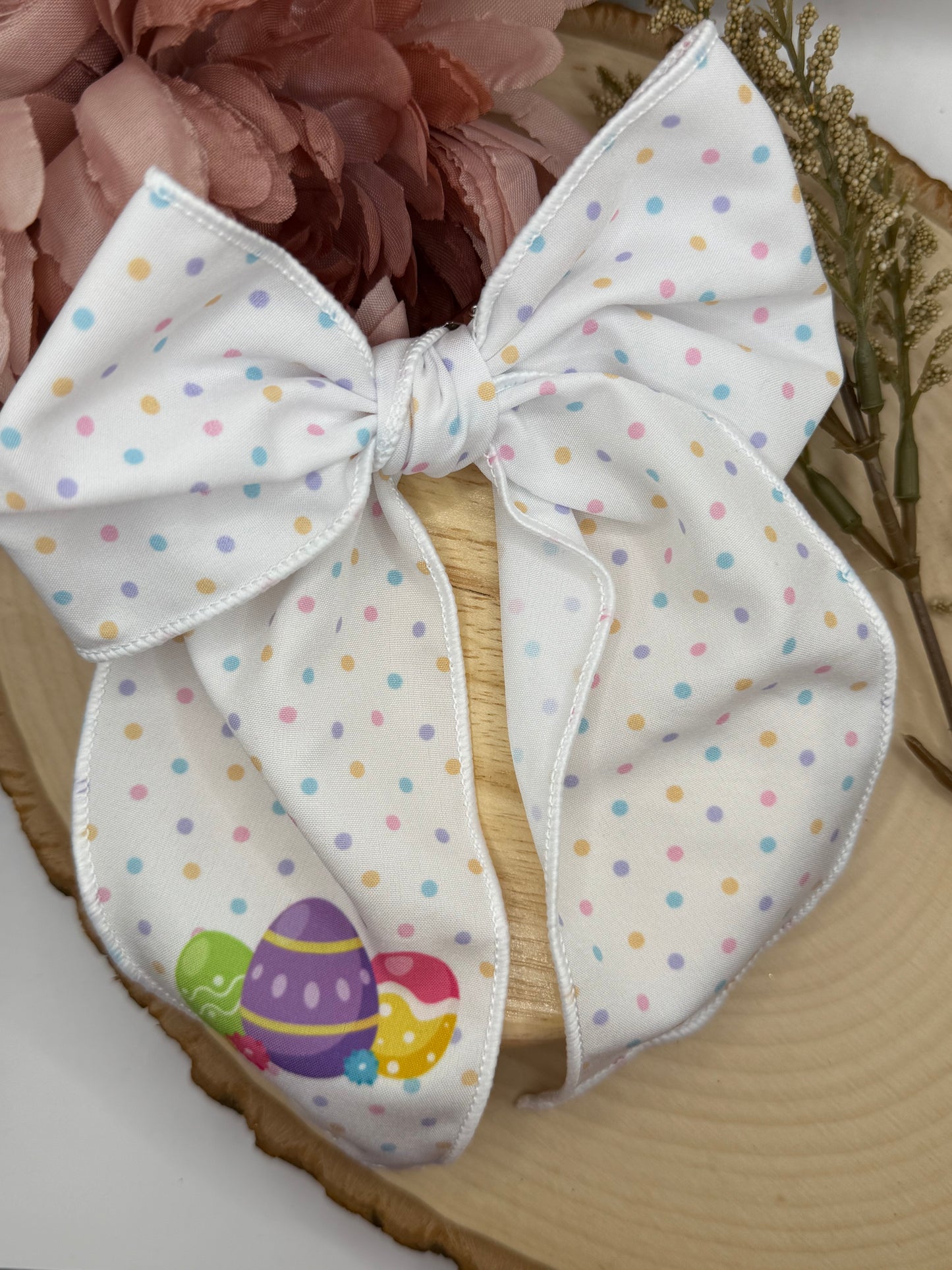 Large Egg Polka Dot Fabric Bow