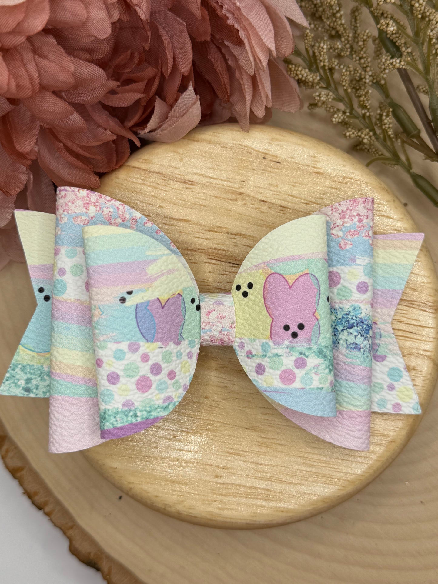 Pastel Peep Leather Bow