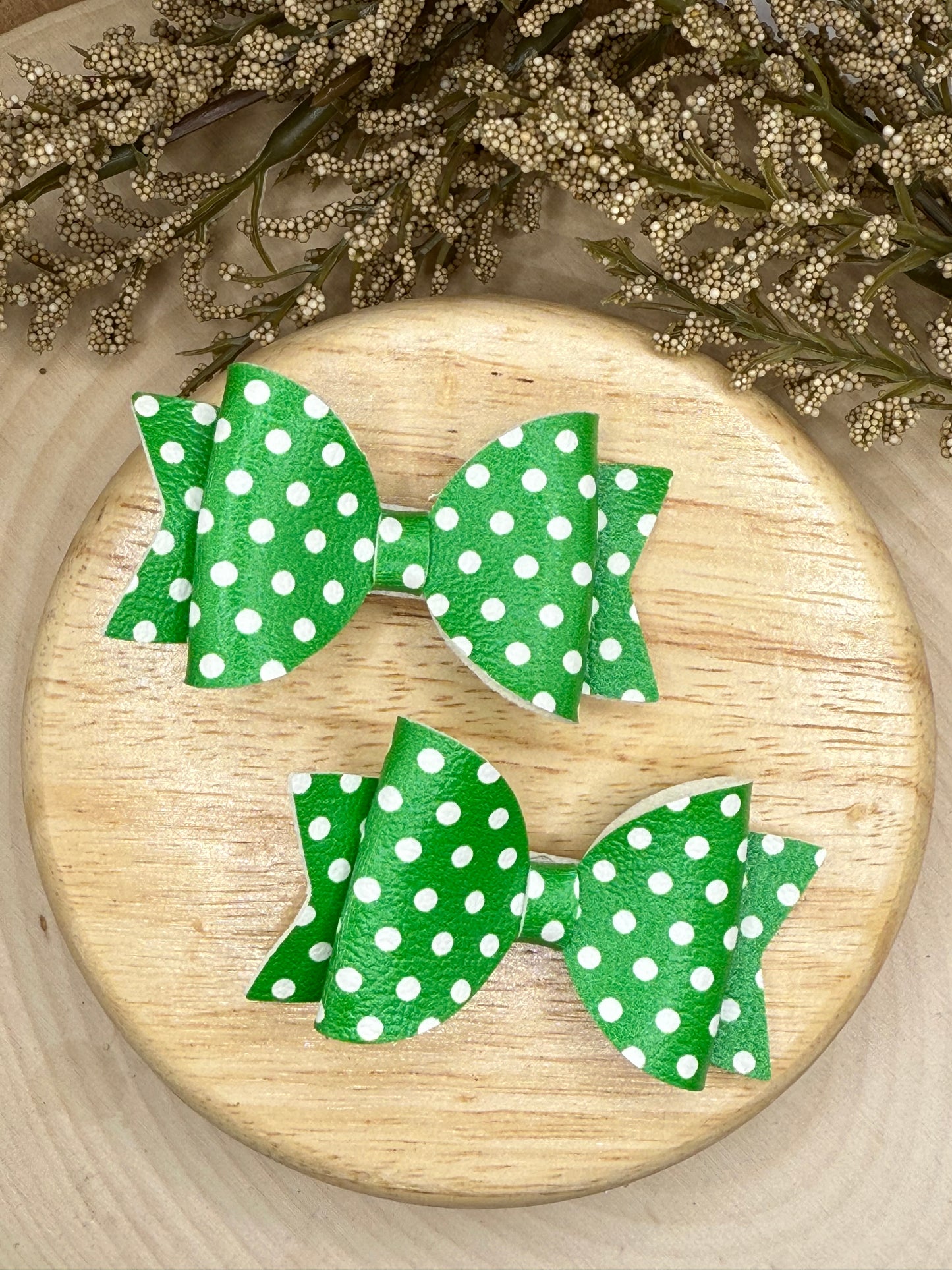 Small Leather Green Dot Piggies