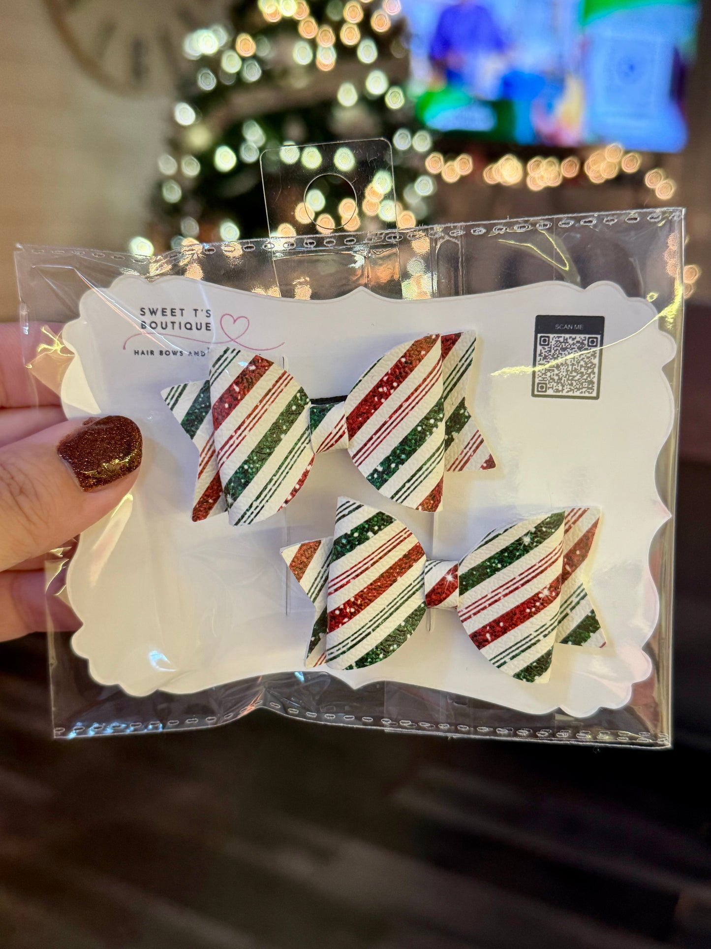 Small Leather Christmas Stripe Piggies