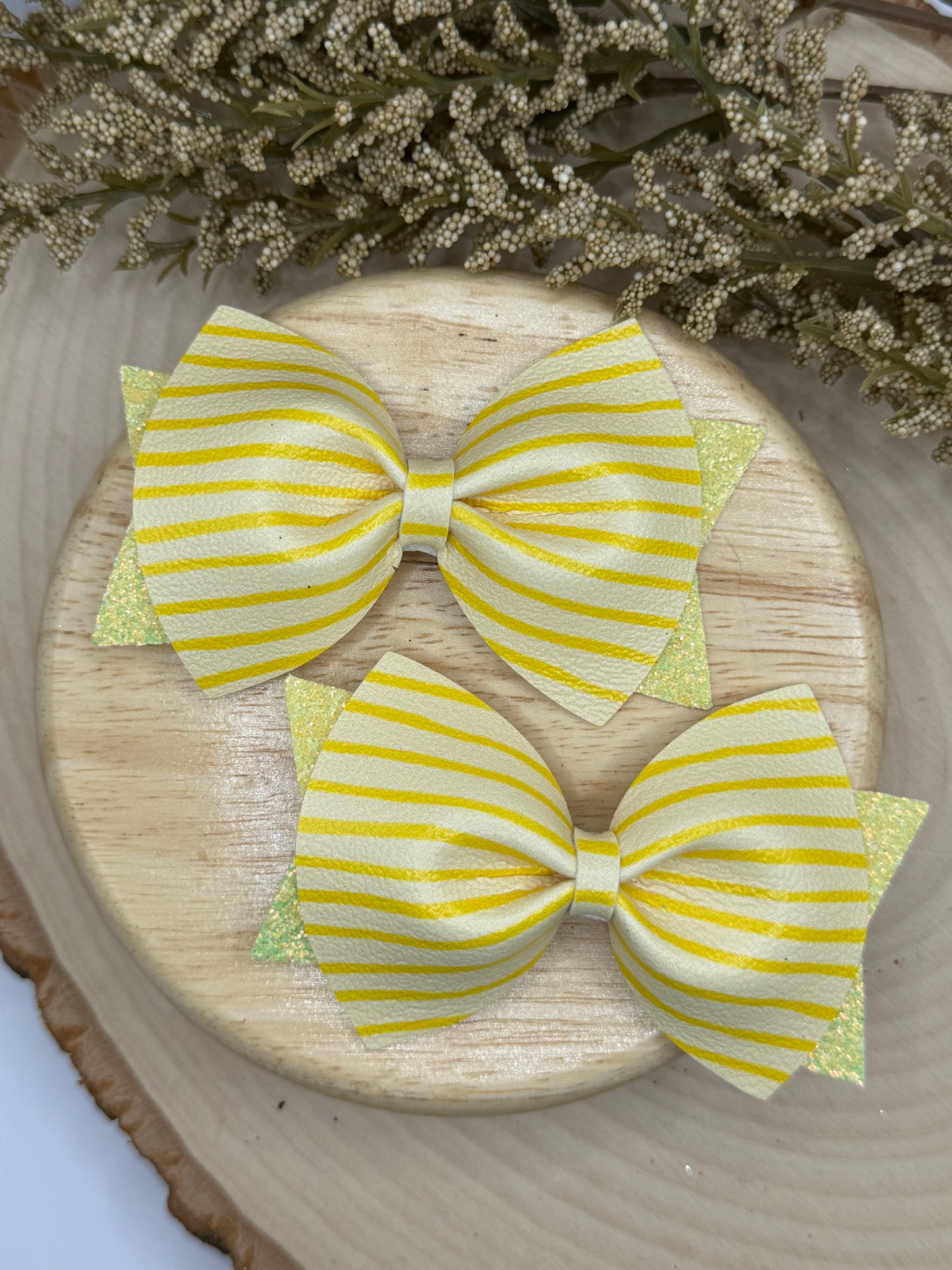 Large Leather Yellow Stripe Piggies