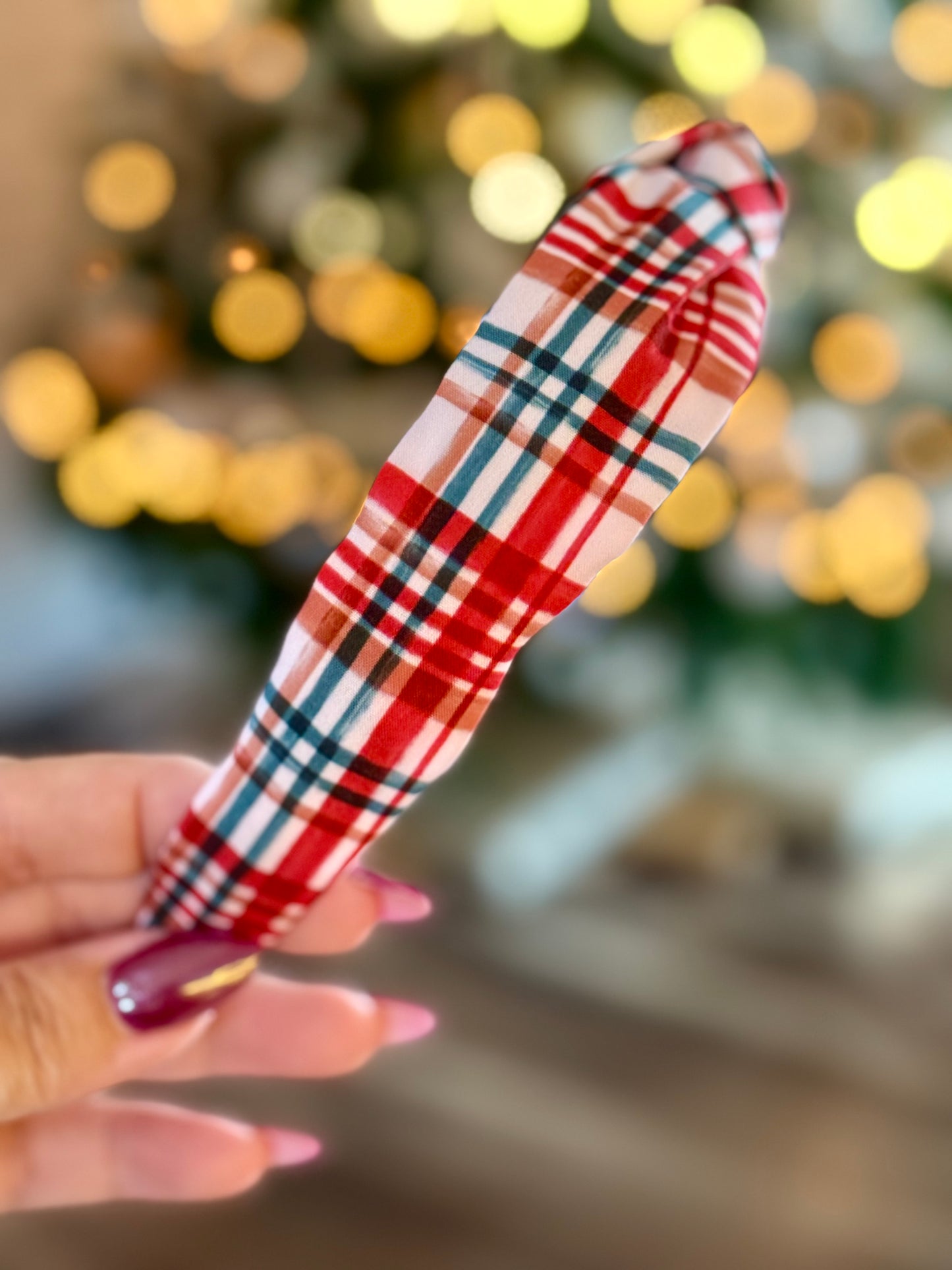 Christmas Plaid Knotted Headband