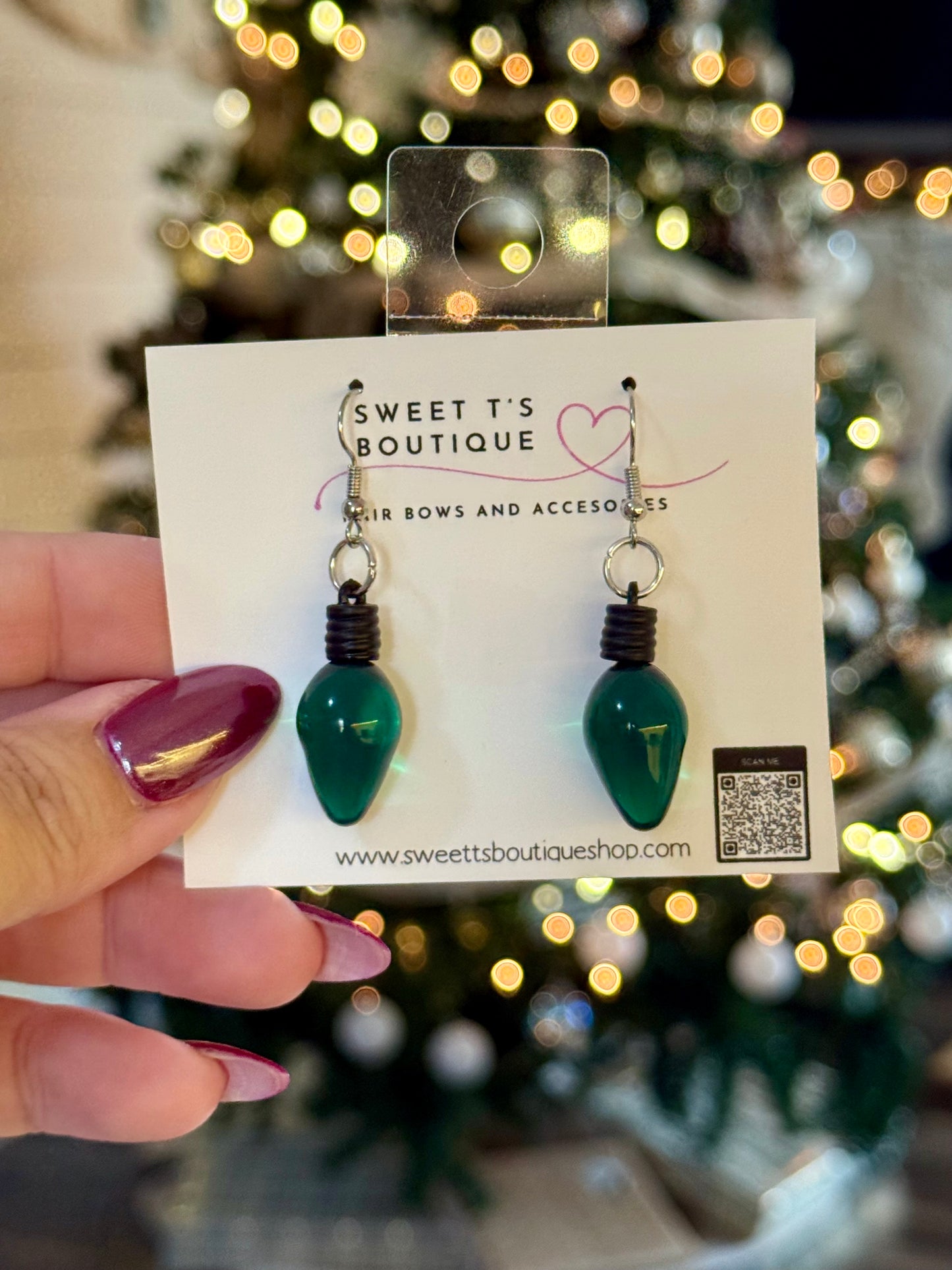 Green Bulb Earrings