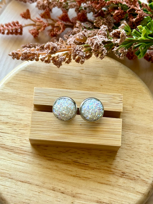 White Geode Stud Earrings