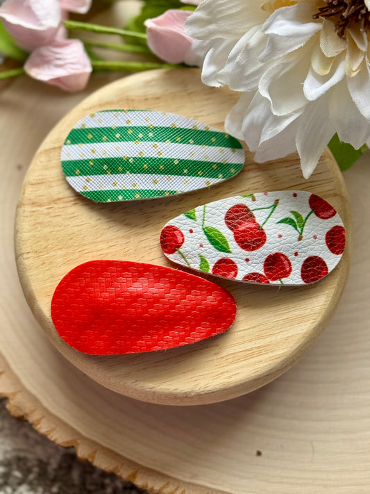 Stripe Cherry Snap Clip Set