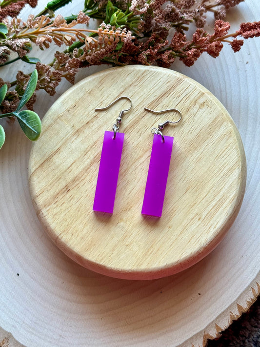 Purple Bar Dangle Resin Earrings