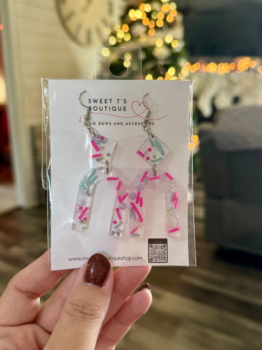 Pastel Christmas Resin Earrings