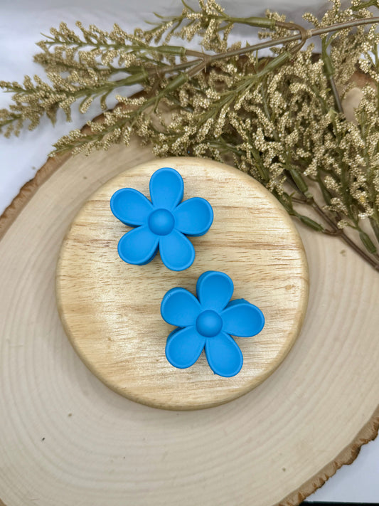 Mini Flower Blue Claw Clip