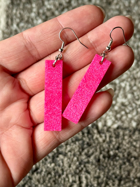 Pink Shimmer Bar Dangle