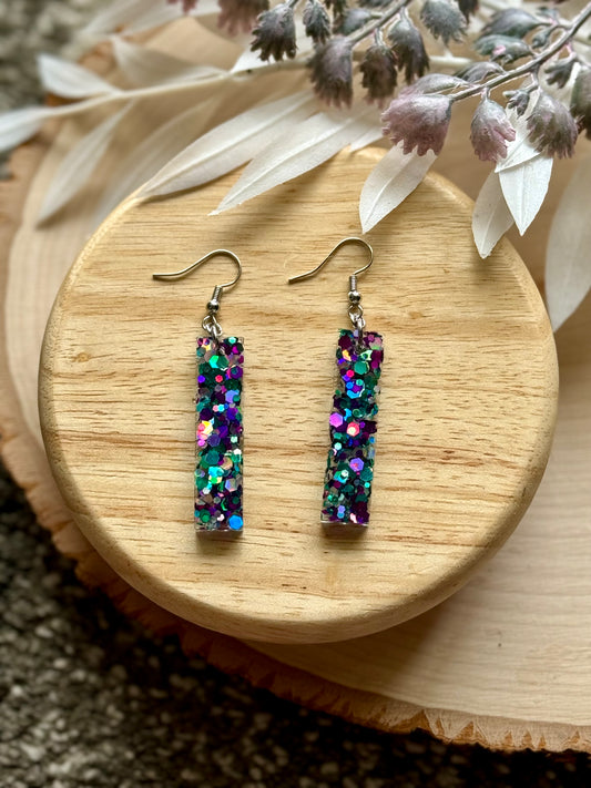 Mermaid Dreams Resin Bar Dangle Earrings