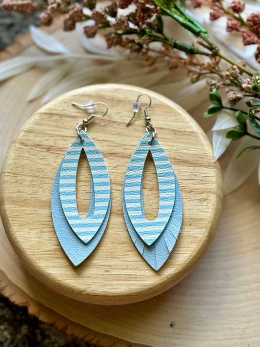 Light Blue Fringe Leaf Earrings