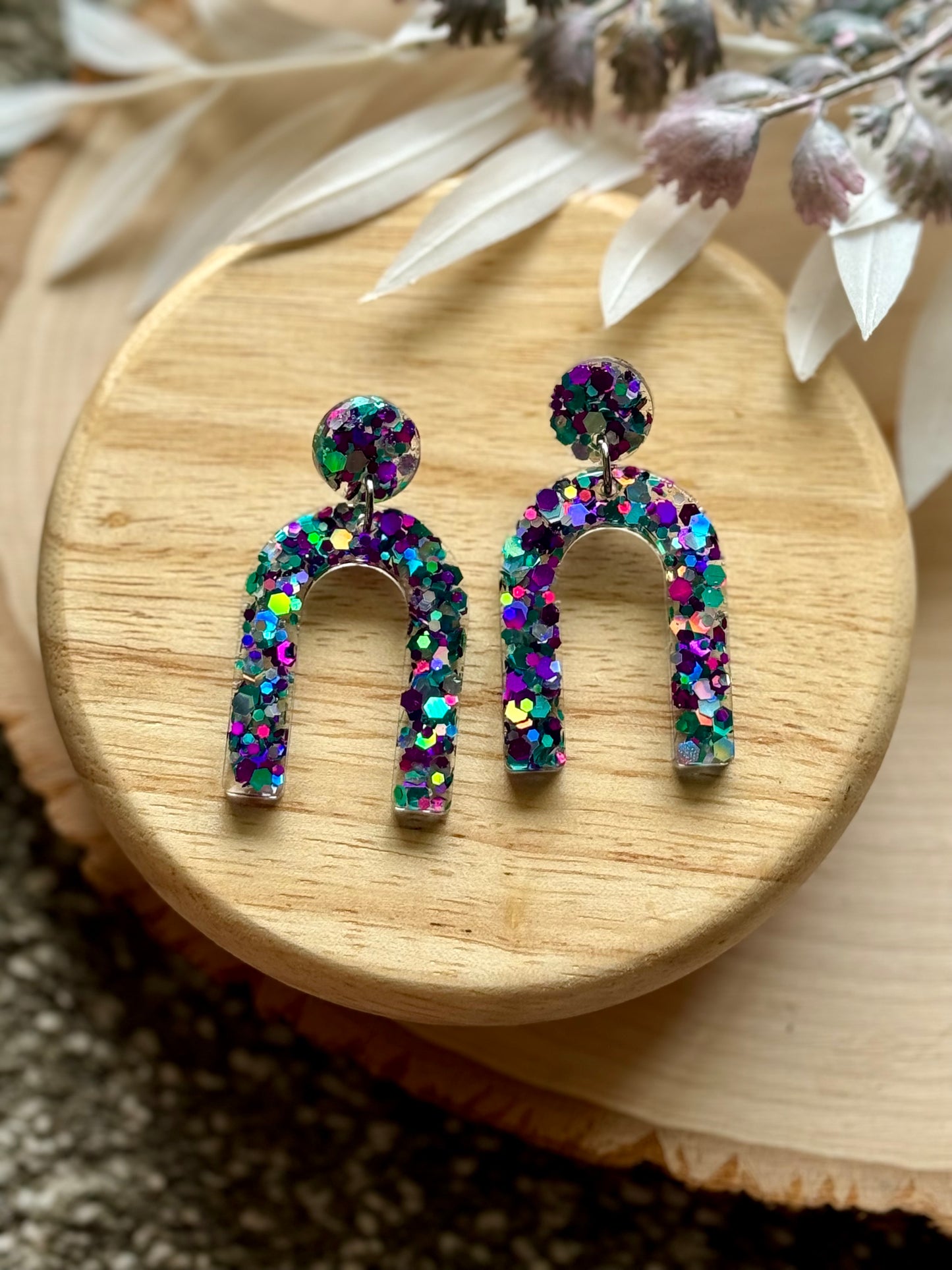 Mermaid Dreams Rainbow Resin Earrings