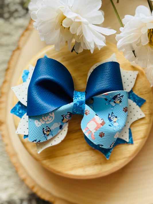 Blue Dog Twisty Twirl Bow