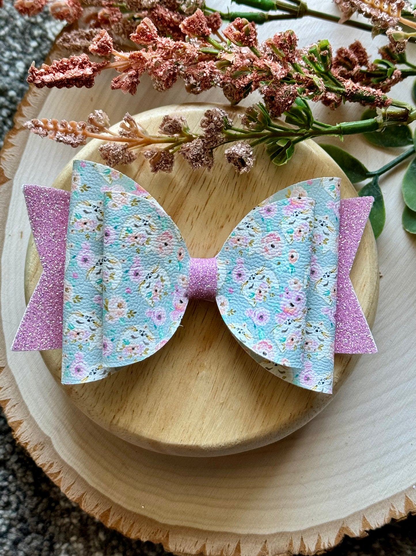 Leather Floral Cat Bow