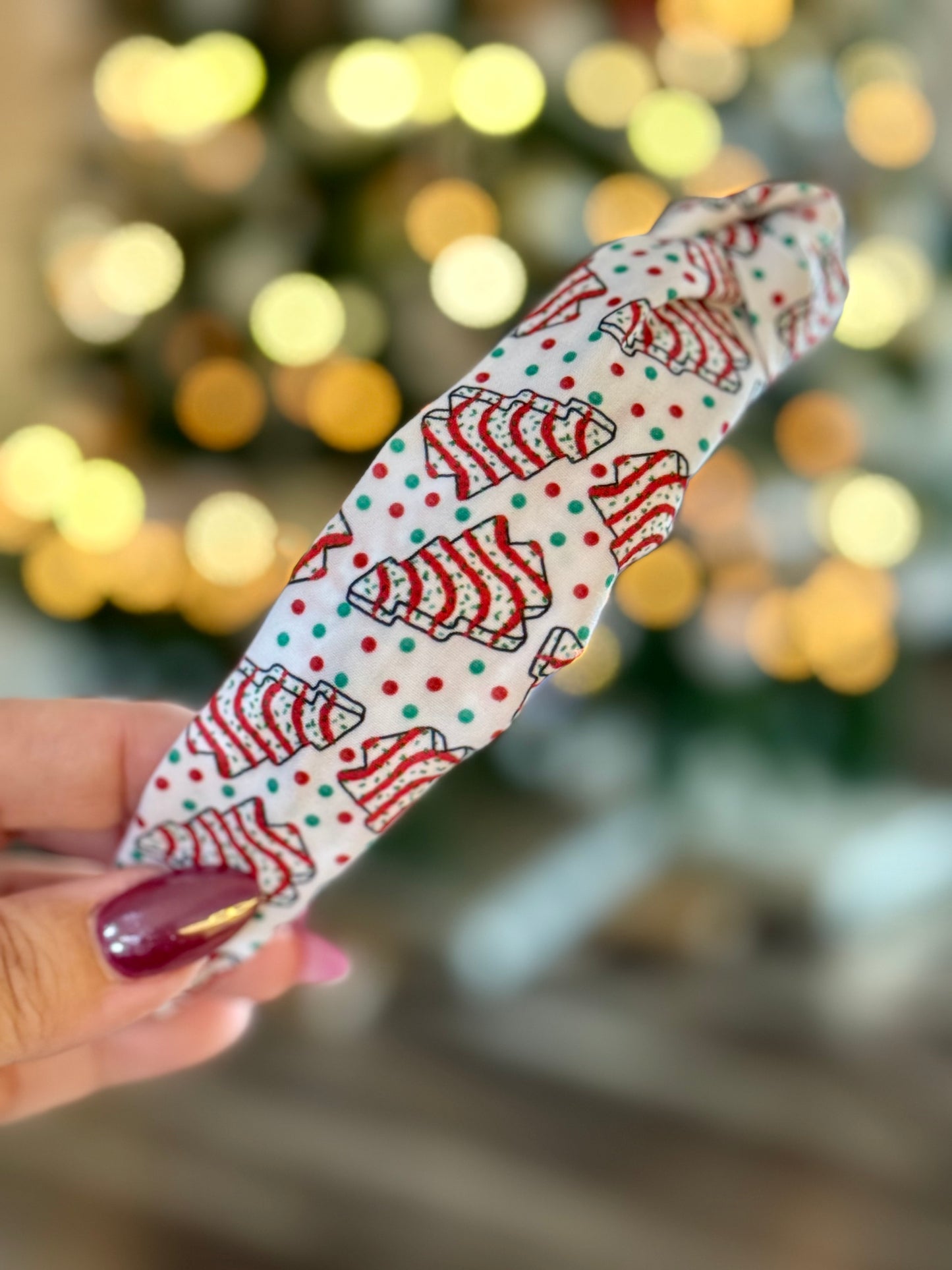 Christmas Tree Cake Knotted Headband