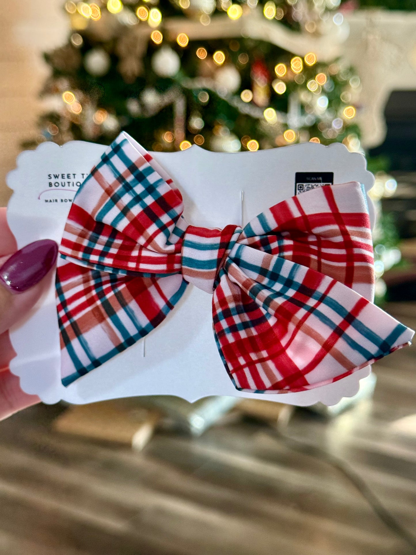 Small Fabric Christmas Plaid Bow