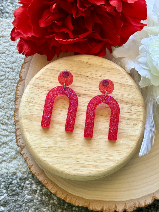 Glitter Pink Resin Earrings