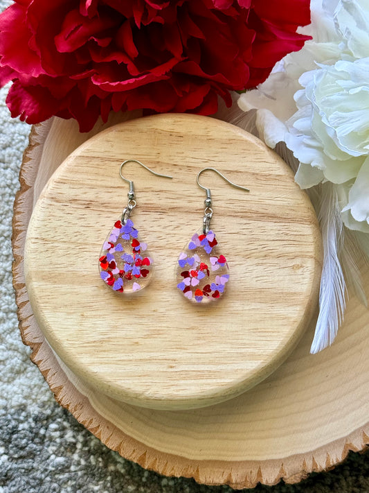 Heart Mix Mini Teardrop Resin Earrings