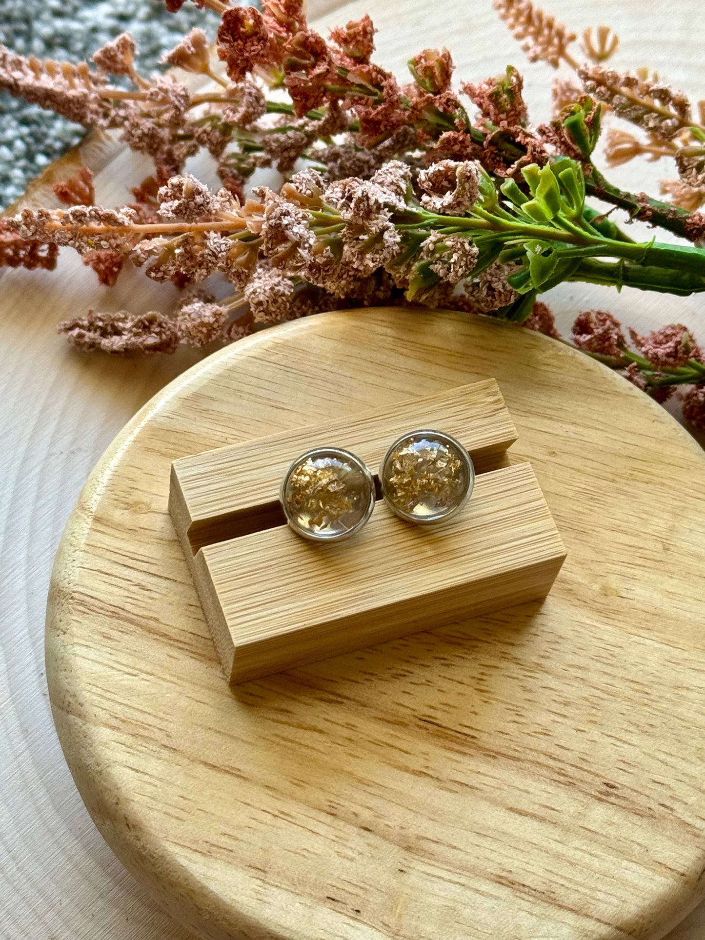 Gold Flake Stud Earrings