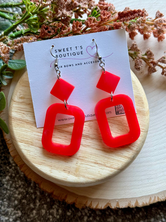 Oopsie Red Resin Earrings