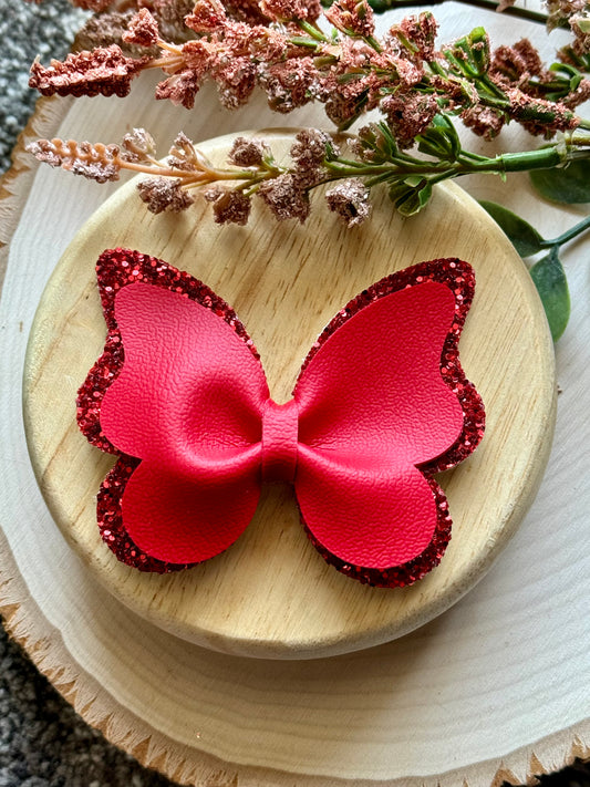 Leather Red Butterfly Bow