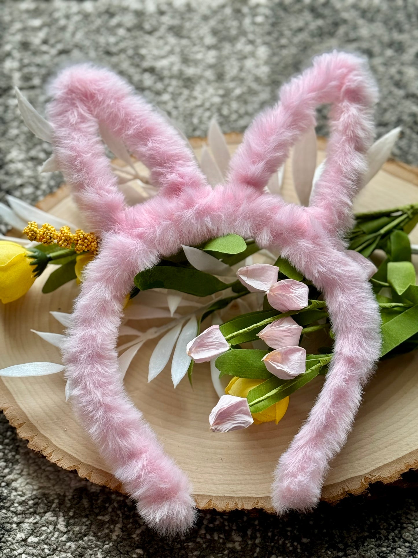 Pink Fuzzy Bunny Ear Headband