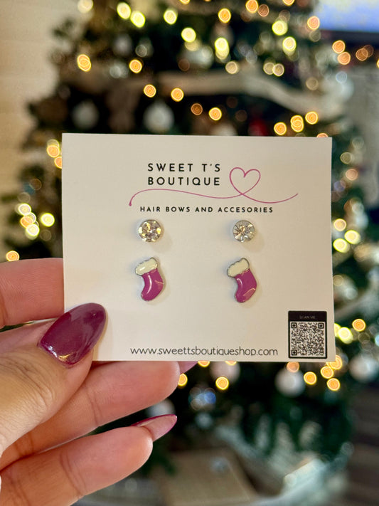 Stocking Stud Earring Set