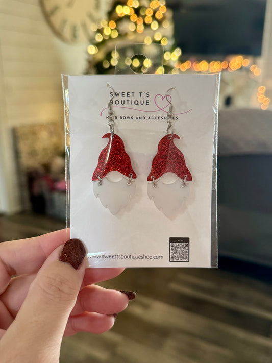 Santa Gnome Acrylic Earrings