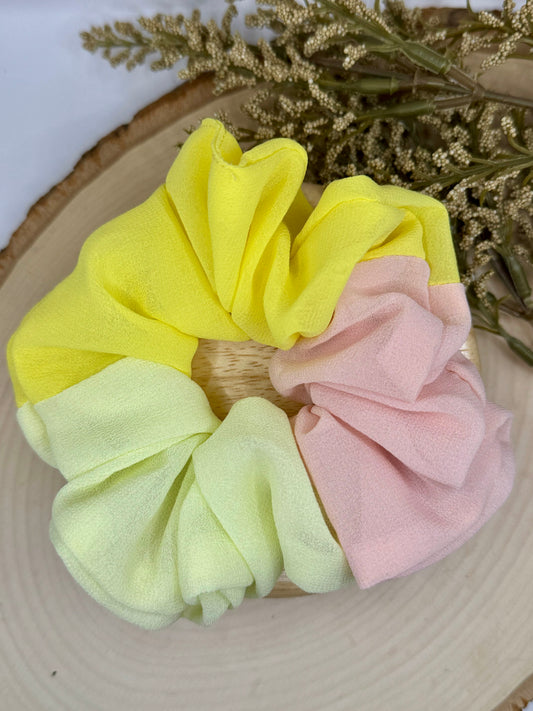 Yellow and Peach Scrunchie