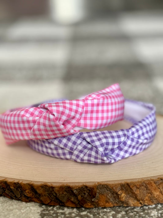 Spring Gingham Knotted Headbands