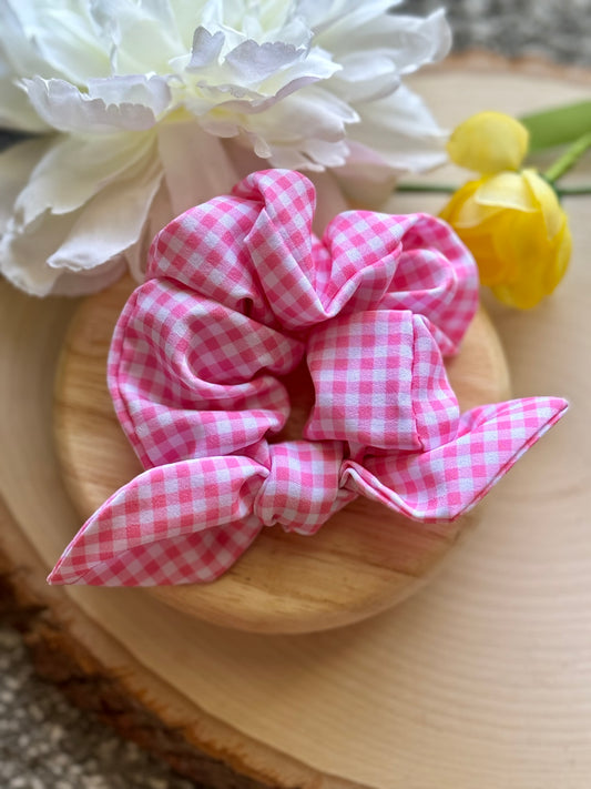 Pink Gingham Scrunchie