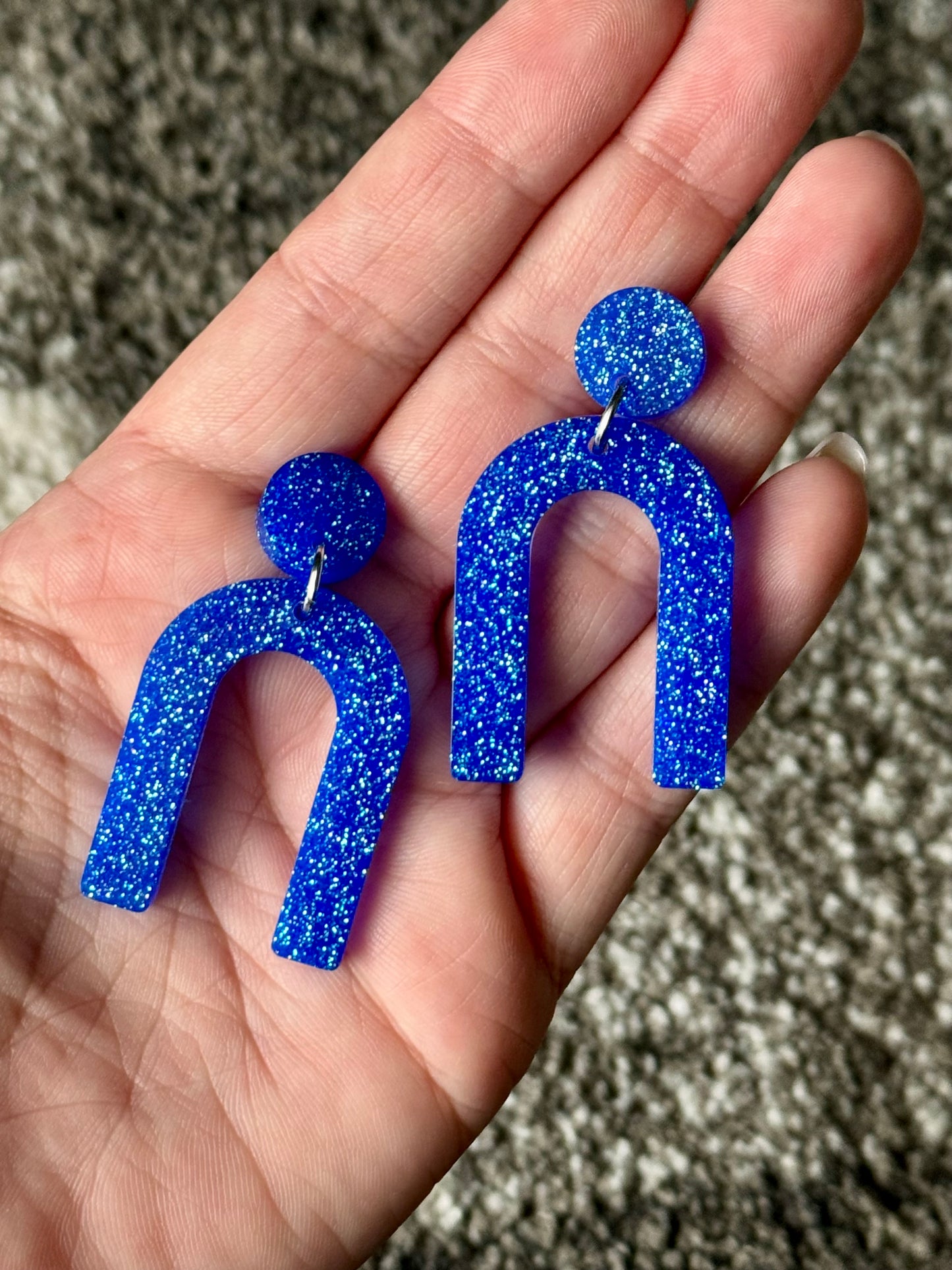 Ocean Blue Rainbow Resin Earrings