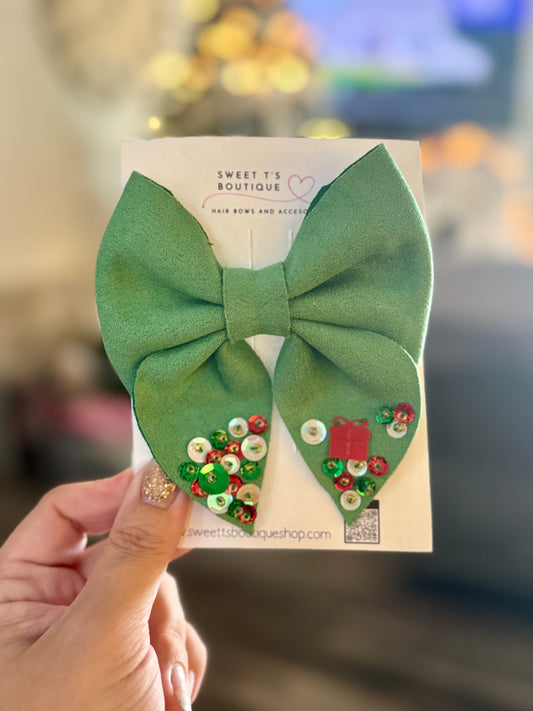 Long Tail Christmas Fabric Bow