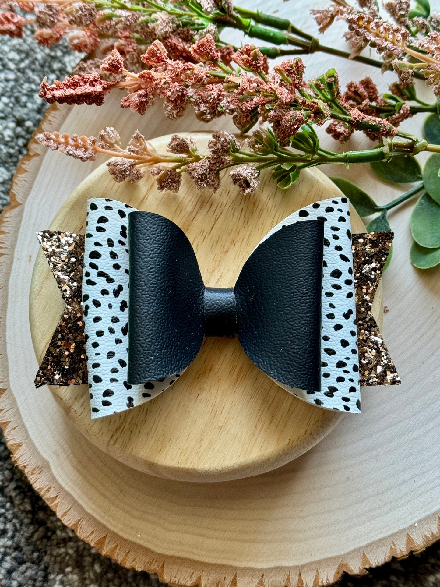 Leather Boho Dot Bow