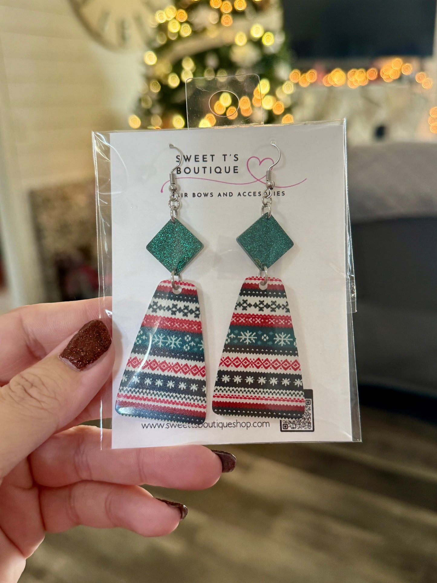 Acrylic Christmas Sweater Earrings