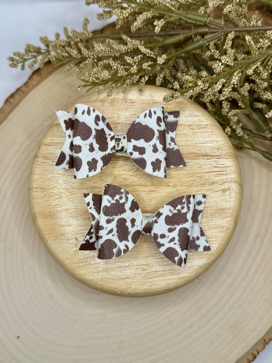 Small Leather Brown Cow Print Piggies