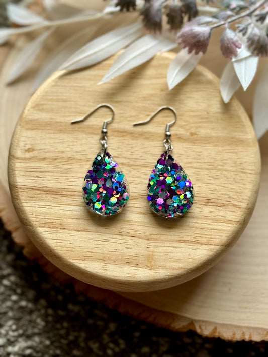 Mermaid Dreams Mini Resin Teardrop Earrings