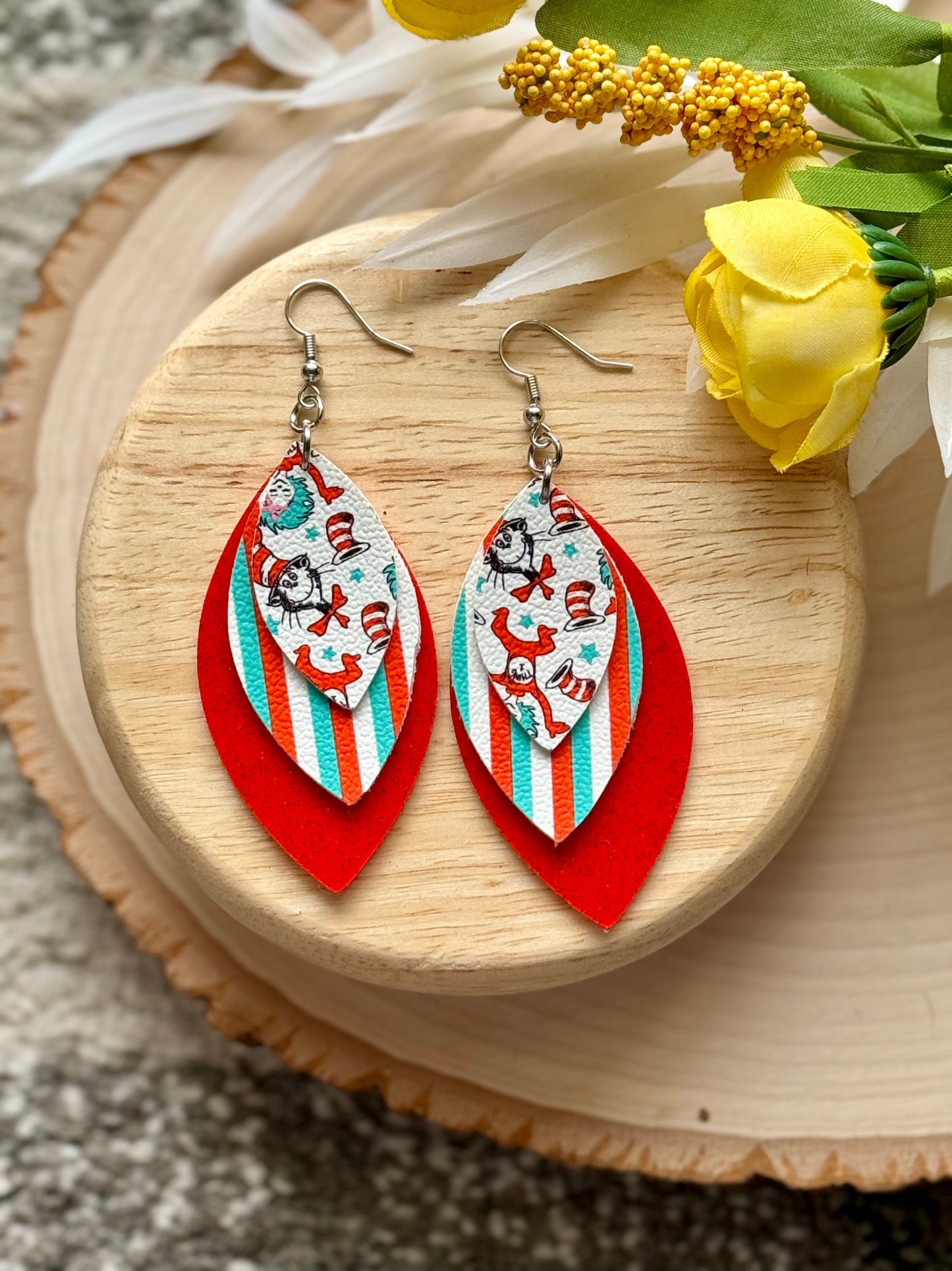 Silly Cat Leaf Earrings