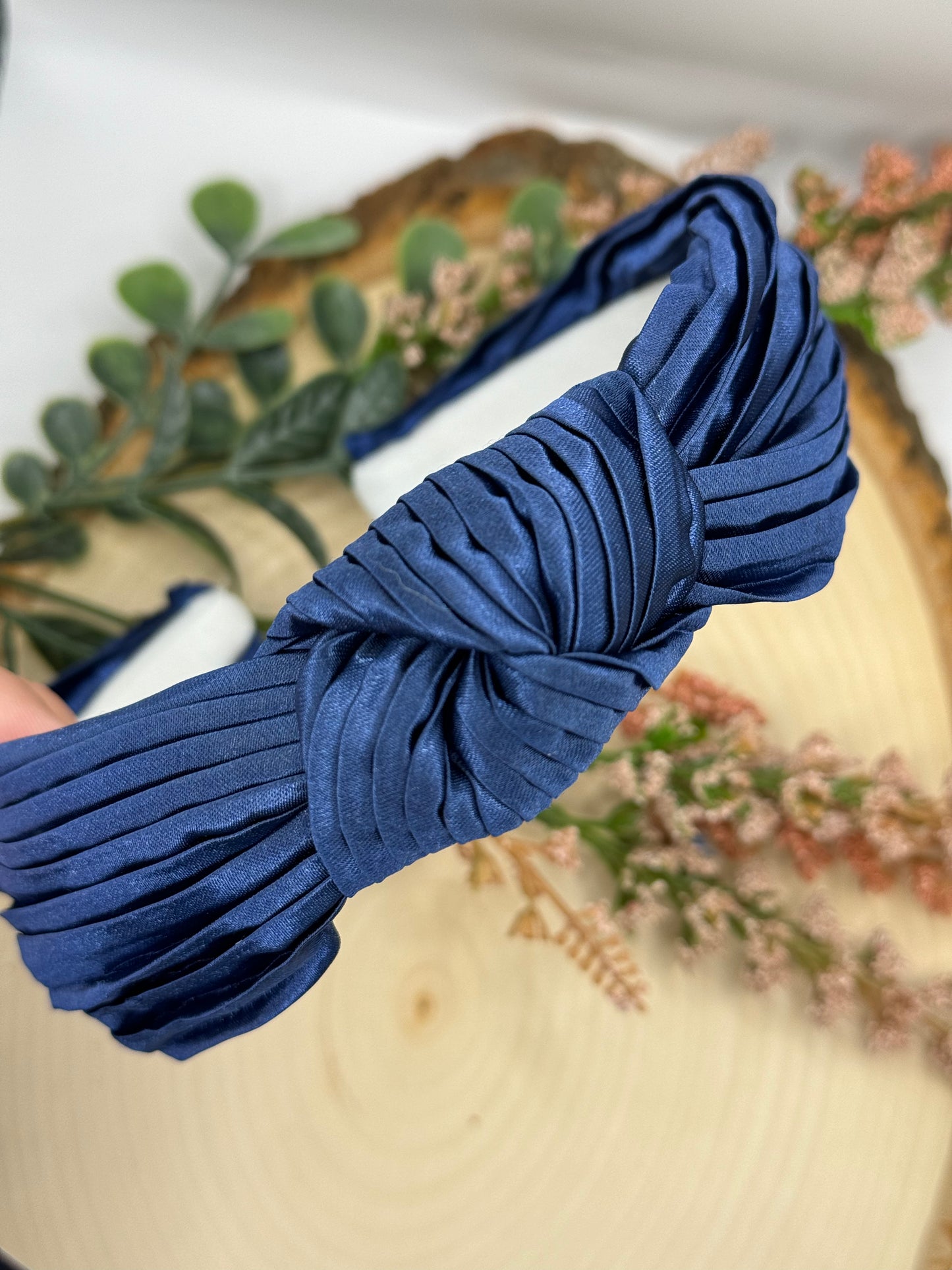 Navy Silk Knotted Headband