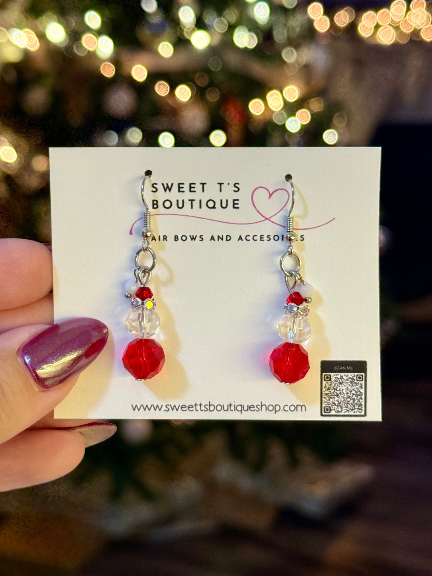Beaded Santa Earrings